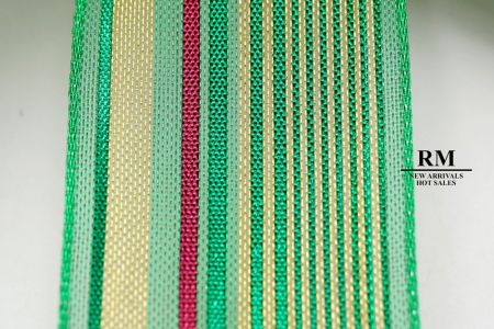 Green Fiesta Metallic Stripe 5 Loops Ribbon Bow_BW637-W865-2